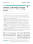 Research paper thumbnail of Conceptual and terminological confusion around Personalised Medicine: a coping strategy