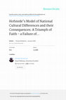 Research paper thumbnail of Hofstede's model of national cultural differences and their consequences: A triumph of faith-a failure of analysis