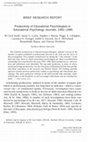 Research paper thumbnail of Productivity of Educational Psychologists In Educational Psychology Journals, 19972001