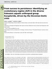 Research paper thumbnail of From success to persistence: Identifying an evolutionary regime shift in the diverse Paleozoic aquatic arthropod group Eurypterida, driven by the Devonian biotic crisis