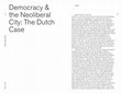 Research paper thumbnail of Democracy & the Neoliberal City: The Dutch Case (Book Chapter, 2007)