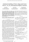 Research paper thumbnail of Analytical modelling of Early voltage and Current Gain of Si 1-y Ge y Heterojunction Bipolar Transistor