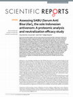 Research paper thumbnail of Assessing SABU (Serum Anti Bisa Ular), the sole Indonesian antivenom: A proteomic analysis and neutralization efficacy study