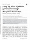 Research paper thumbnail of Unique and shared relationship benefits of consensually non-monogamous and monogamous relationships: A review and insights for moving forward