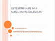 Research paper thumbnail of Kepemimpinan dan Manajemen Organisasi