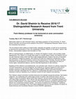 Research paper thumbnail of Trent University Distinguished Research Award 2017