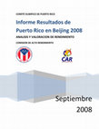 Research paper thumbnail of COMITÉ OLIMPICO DE PUERTO RICO Septiembre 2008 ANALISIS Y VALORACION DE RENDIMIENTO COMISION DE ALTO RENDIMIENTO