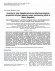 Research paper thumbnail of Inventory, folk classification and pharmacological properties of plant species used as chewing stick in Benin Republic