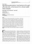 Research paper thumbnail of Identifying generative mechanisms through affordances: a framework for critical realist data analysis