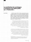 Research paper thumbnail of La contribution des sociologues au débat public sur l'insécurité