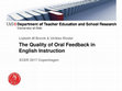 Research paper thumbnail of ECER 2017: The Quality of Oral Feedback in English Instruction