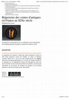 Research paper thumbnail of Répertoire des ventes d’antiques en France au XIXe siècle