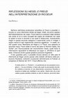 Research paper thumbnail of Riflessioni su Hegel e Freud nell'interpretazione di Ricoeur