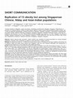 Research paper thumbnail of Replication of 13 obesity loci among Singaporean Chinese, Malay and Asian-Indian populations