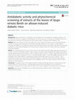 Research paper thumbnail of Antidiabetic activity and phytochemical screening of extracts of the leaves of Ajuga remota Benth on alloxan-induced diabetic mice