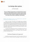 Research paper thumbnail of Le temps des autres. Recension de T. Hirsch, Le temps des sociétés, EHESS, 2016 (La Vie des idées, 2017)