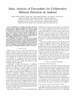Research paper thumbnail of Static Analysis of Executables for Collaborative Malware Detection on Android