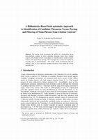 Research paper thumbnail of A bibliometric-based semi-automatic approach to identification of candidate thesaurus terms: Parsing and filtering of noun phrases from citation contexts