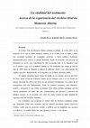 Research paper thumbnail of La vitalidad del testimonio Acerca de la experiencia del Archivo Oral en / The vitality of testimony. About the experience of the Oral Archive in Memoria