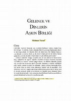 Research paper thumbnail of Gelenek ve Dinlerin Aşkın Birliği