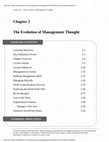 Research paper thumbnail of The Evolution of Management Thought Learning Objectives 2-2 Key Definitions/Terms 2-2 Chapter Overview 2-4 Lecture Outline 2-5 Lecture Enhancers 2-24 Management in Action 2-26 Building Management Skills 2-33