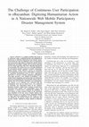 Research paper thumbnail of The Challenge of Continuous User Participation in eBayanihan: Digitizing Humanitarian Action in A Nationwide Web Mobile Participatory Disaster Management System