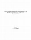 Research paper thumbnail of Analysis on the Reconciliation and Transitional Justice in the Post-War Context of Sri Lanka and Necessary Recommendations