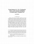 Research paper thumbnail of From Saumur to L. (S.): Tracing the theory and Concept of Religious Freedom under Canadian Law