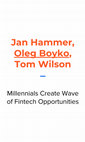 Research paper thumbnail of Millennials Create Wave of Fintech Opportunities