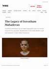 Research paper thumbnail of The Legacy of Iravatham Mahadevan