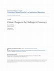 Research paper thumbnail of Climate Change and the Challenges to Democracy, by M. Di Paola and D.W. Jamieson