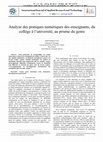 Research paper thumbnail of Analyse des pratiques numériques des enseignants, du collège à l’université, au prisme du genre