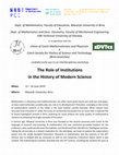 Research paper thumbnail of CfP: The Role of Institutions in the History of Modern Science