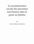 Research paper thumbnail of La reconnaissance des personnes non binaires au Québec