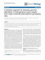 Research paper thumbnail of A statistical approach for detecting genomic aberrations in heterogeneous tumor samples from single nucleotide polymorphism genotyping data