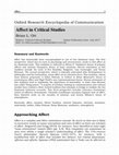 Research paper thumbnail of Affect in Critical Studies