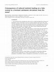 Research paper thumbnail of Consequences of reduced nutrient loading on a lake system in a lowland catchment: deviations from the norm?