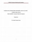 Research paper thumbnail of PSP3329: Programe Monitoring and Evaluation COURSE TITTLE: PROGRAMME MONITORING AND EVALUATION COURSE CODE: PSP 3329 Public Health/BSc Community Health & Development