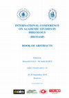 Research paper thumbnail of Filiz TEKER, "Ali Şir Nevai'nin 'Muhakemetü'l Lugateyn' İsimli Eserinde 'Türk-Türkçe' ve ' Fars-Farsça'  Algısı" INTERNATIONAL CONFERENCE ON ACADEMIC STUDIES IN PHILOLOGY, Bandırma Onyedi Eylül Üniversitesi, 26-28 September 2019, Balıkesir Turkey.