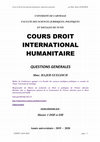 Research paper thumbnail of COURS DROIT INTERNATIONAL HUMANITAIRE QUESTIONS GENERALES