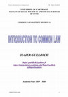 Research paper thumbnail of Course of Introduction to Common Law- Hajer Gueldich