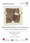 Research paper thumbnail of COBHUNI Lecture: Expressions of piety in Arabic papyri -texts on David and Jesus