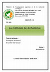 Research paper thumbnail of Ministère de l'enseignement supérieur et de la recherche scientifique Université de HASSIBA BENBOUALI-chlef Faculté de science TECHNOLOGIE Département de Génie Mécanique 2éme année (ST/LMD) La méthode de dichotomie