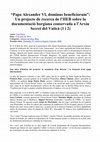 Research paper thumbnail of “Papa Alexander VI, dominus beneficiorum”: Un projecte de recerca de l’IIEB sobre la documentació borgiana conservada a l’Arxiu Secret del Vaticà (1)