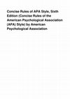 Research paper thumbnail of Concise Rules of APA Style, Sixth Edition (Concise Rules of the American Psychological Association (APA) Style) by American Psychological Association