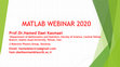 Research paper thumbnail of One Day International Webinar on MATLAB Applications in Science and Engineering 2020