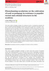 Research paper thumbnail of Disenchanting secularism (or the cultiavtion of soul) as pedagogy in resistance to populist racism and colonial structures in the academy'