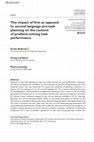 Research paper thumbnail of (2020) The Impact of First as Opposed to Second Language Planning 
on the Content of Subsequent Problem-Solving Task Performances