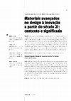 Research paper thumbnail of Materiais avançados em Design para inovação do século XXI