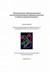 Research paper thumbnail of Psychosocial factors affecting enactment of pro-environmental values by individuals in their work to influence organisational practices